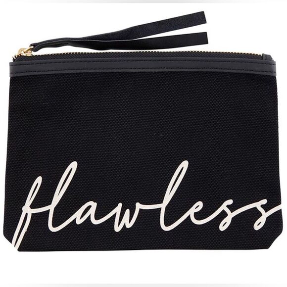 Black Canvas and Leather Zip Pouch Bella Sleep & Spa Flawless - Picture 1 of 4